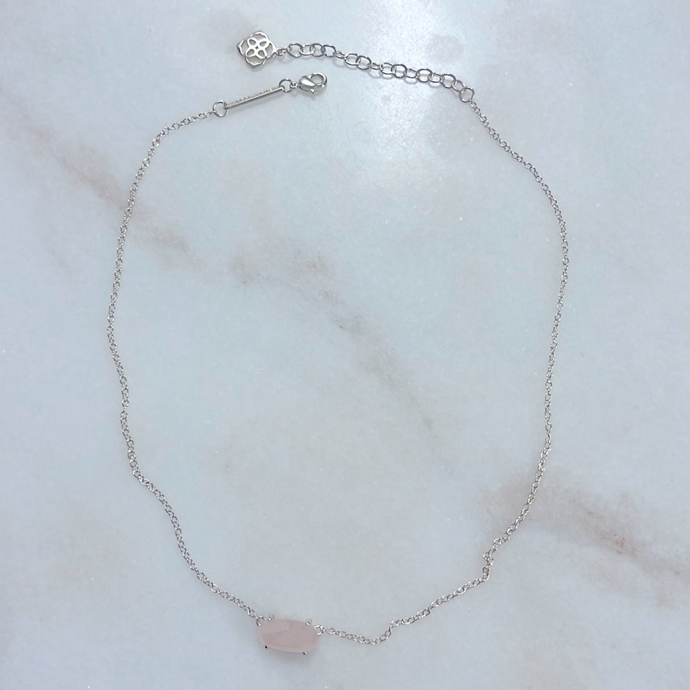 Kendra Scott rose quartz necklace silver